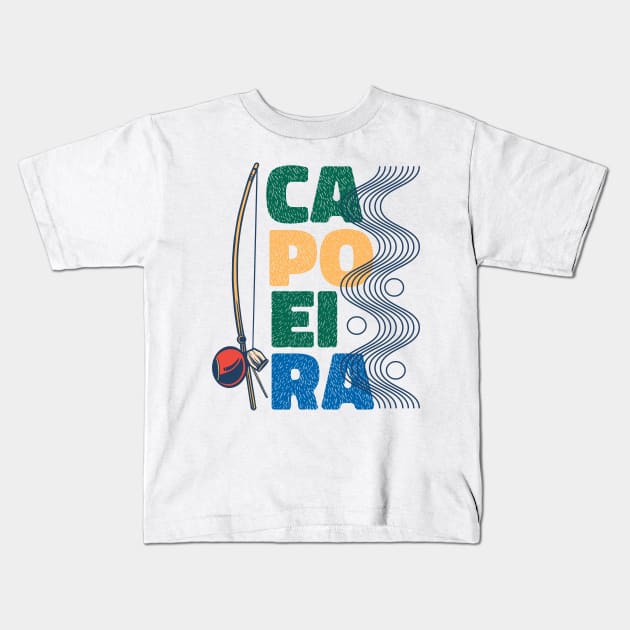 Capoeira Brazilian Martial Arts Berimbau Musical Instrument Kids T-Shirt by UNDERGROUNDROOTS